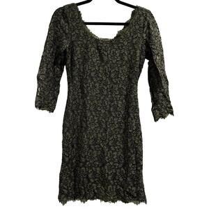 Diane Von Furstenberg Zarita Scoop Lace Dress Women 2 Green Silk Party Designer